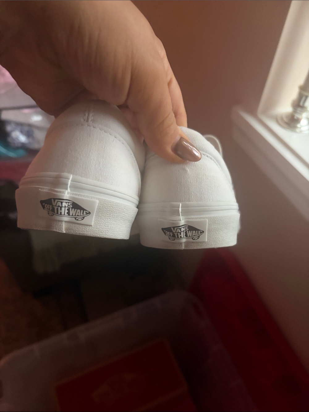 Vans White Canvas Slip-On Sneakers - Picture 6 of 9